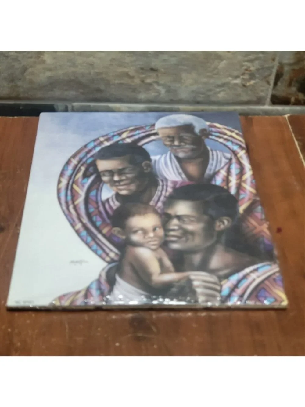 Vintage Unframed Four Generations Men Baby Art Print 1995 Signed Mira Pio